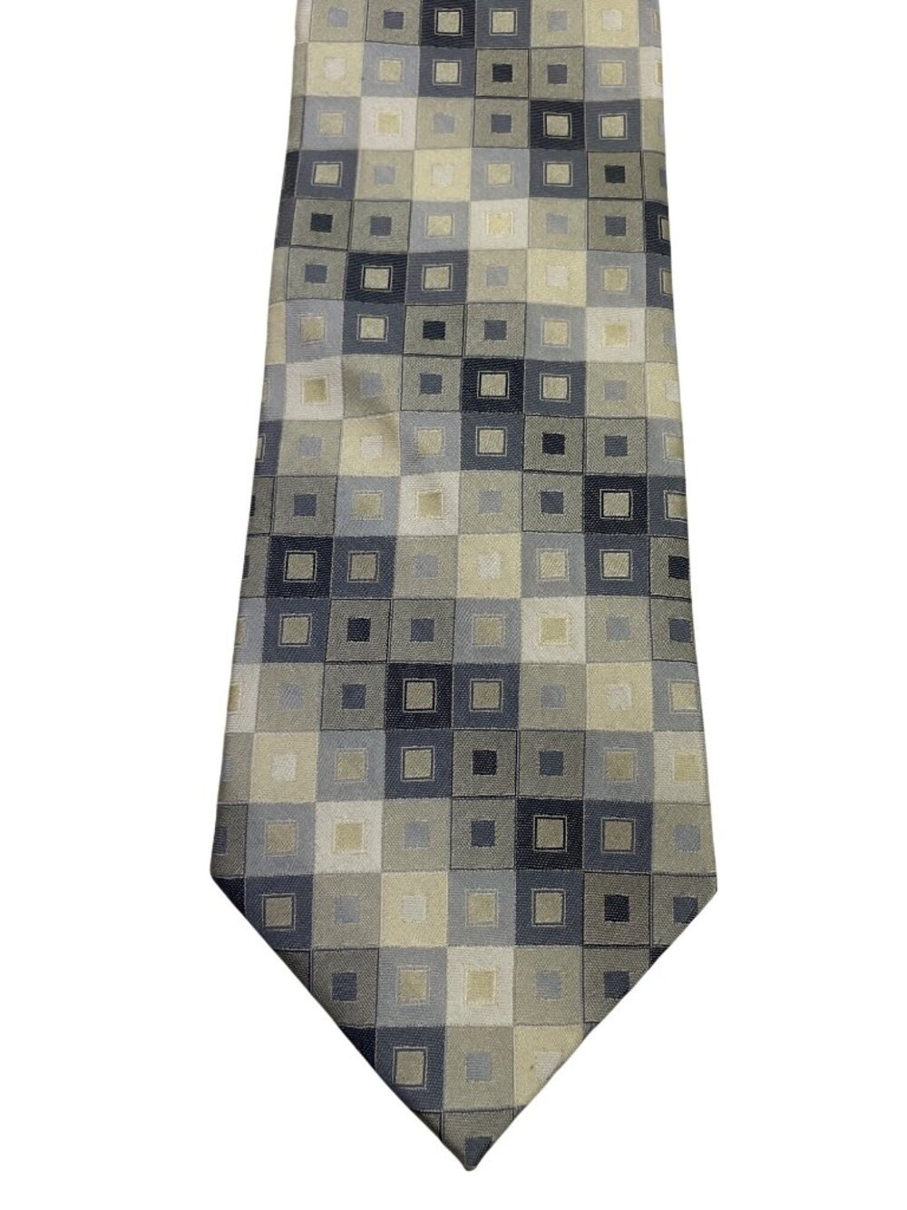 Calvin Klein Mens Extra Long Tie With Geometric Square Pattern In Gray Tones
